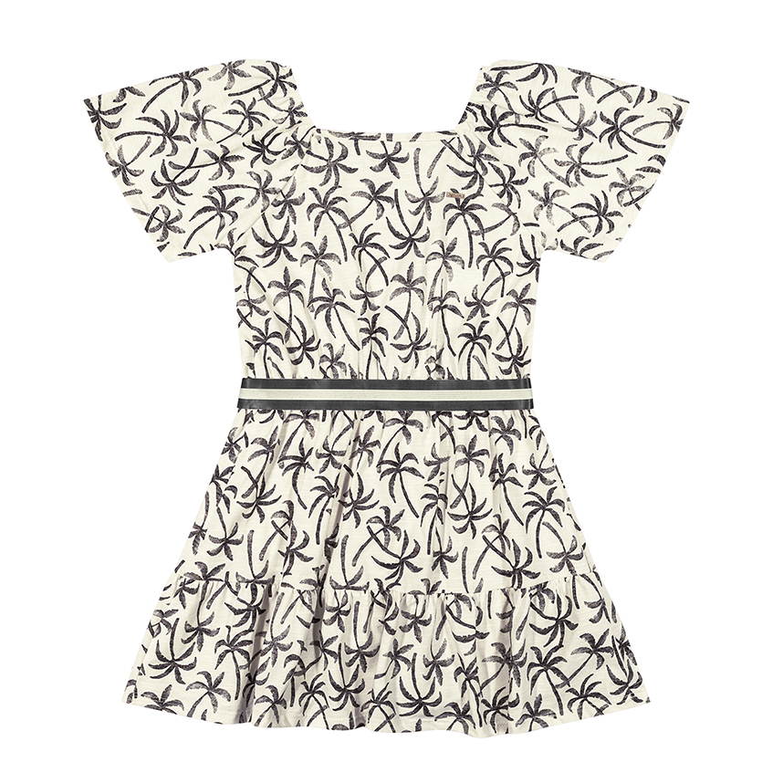 Vestido Infantil Elian Em Malha Flamê Com Elástico