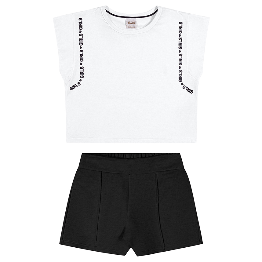 Conjunto Juvenil Elian Blusa Meia Malha E Short Moletom