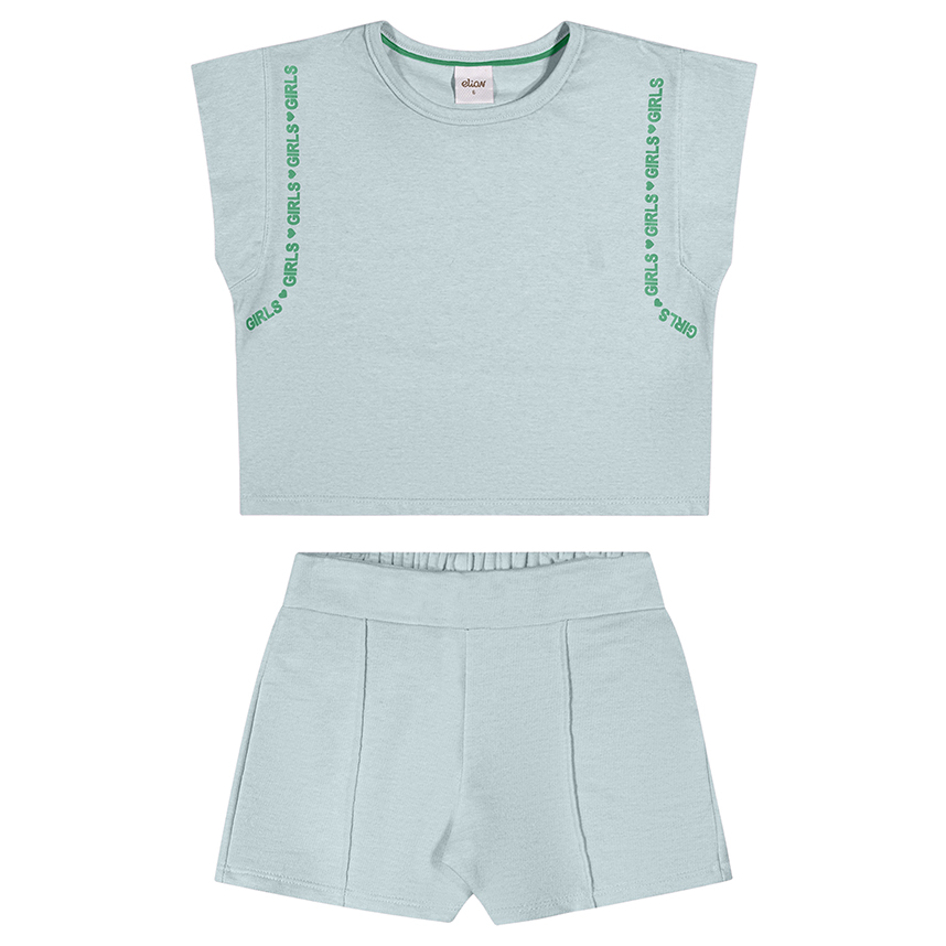 Conjunto Juvenil Elian Blusa Meia Malha E Short Moletom Conjunto Juvenil Elian Blusa Meia Malha E Short Moletom