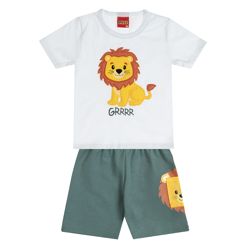 Conjunto Infantil Kyly Camiseta Meia Malha E Bermuda Moletom Conjunto Infantil Kyly Camiseta Meia Malha E Bermuda Moletom