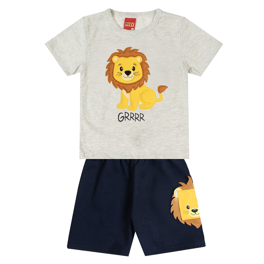 Conjunto Infantil Kyly Camiseta Meia Malha E Bermuda Moletom Conjunto Infantil Kyly Camiseta Meia Malha E Bermuda Moletom