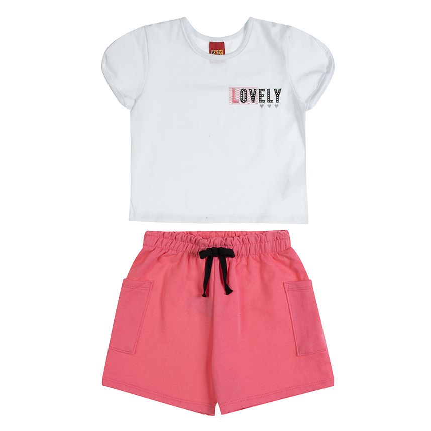Conjunto Infantil Kyly Blusa Cropped E Short Em Moletom Conjunto Infantil Kyly Blusa Cropped E Short Em Moletom