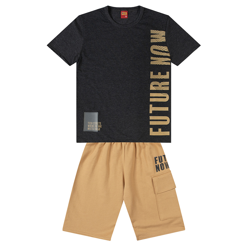 Conjunto Infantil Kyly Camisa Meia Malha E Bermuda Moletom Conjunto Infantil Kyly Camisa Meia Malha E Bermuda Moletom