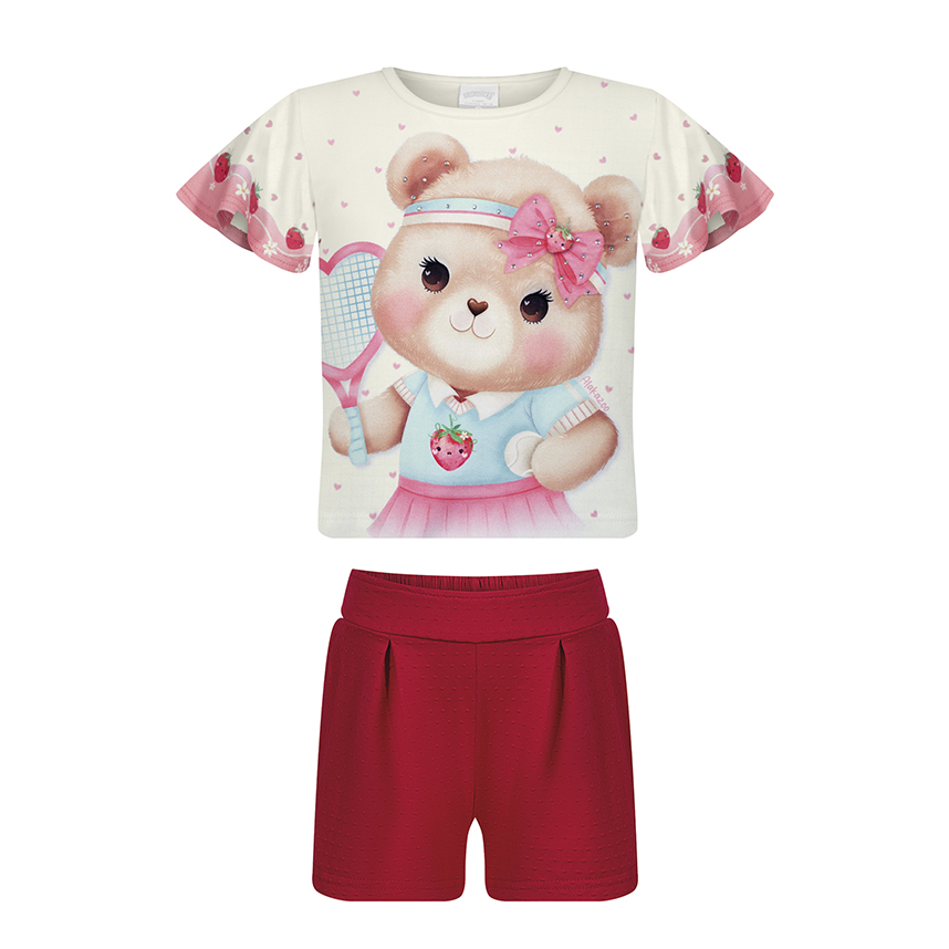 Conjunto Infantil Alakazoo Blusa E Short Moletinho Soft Conjunto Infantil Alakazoo Blusa E Short Moletinho Soft