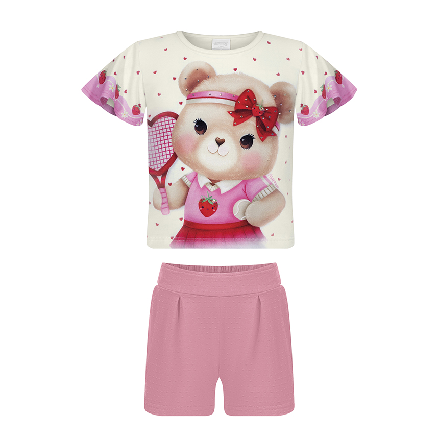 Conjunto Infantil Alakazoo Blusa E Short Moletinho Soft Conjunto Infantil Alakazoo Blusa E Short Moletinho Soft