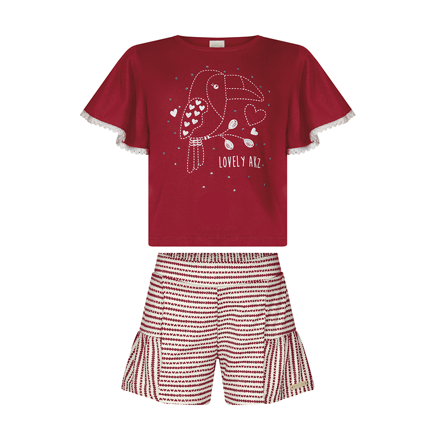 Conjunto Infantil Alakazoo Blusa E Short Meia Malha Conjunto Infantil Alakazoo Blusa E Short Meia Malha