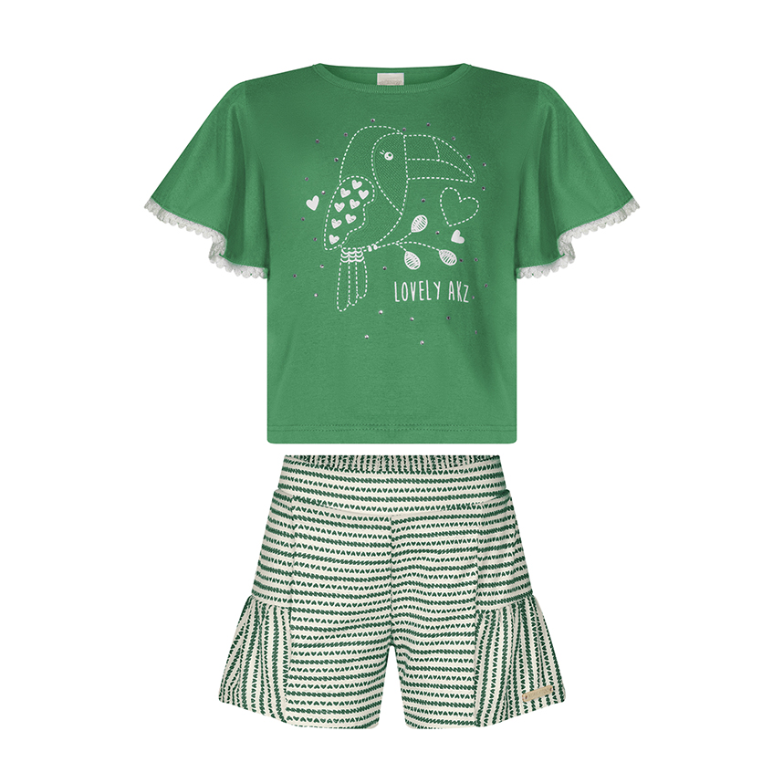Conjunto Infantil Alakazoo Blusa E Short Meia Malha Conjunto Infantil Alakazoo Blusa E Short Meia Malha