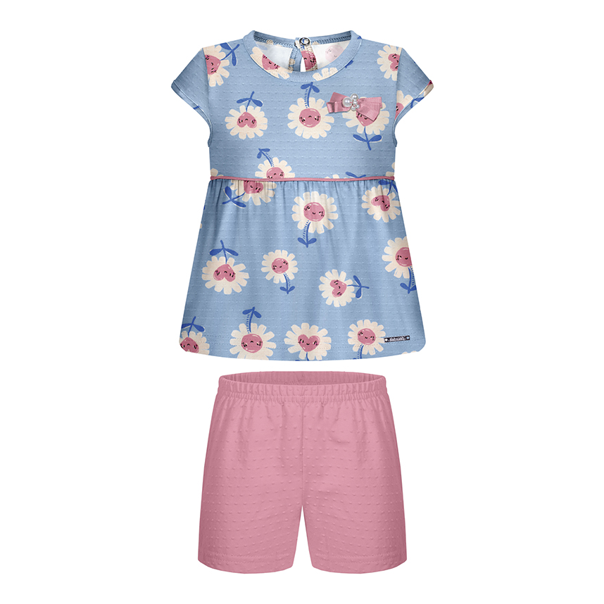 Conjunto Infantil Alakazoo Blusa E Short Meia Malha Nikko Conjunto Infantil Alakazoo Blusa E Short Meia Malha Nikko