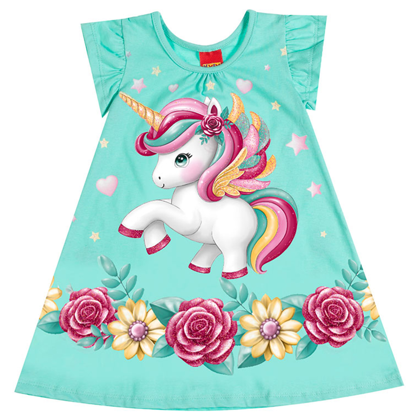 Vestido Infantil Kyly Em Meia Malha Estampado Vestido Infantil Kyly Em Meia Malha Estampado