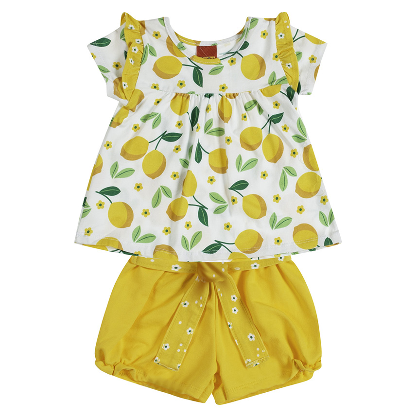 Conjunto Bebê Kyly Blusa Cotton E Short Moletinho