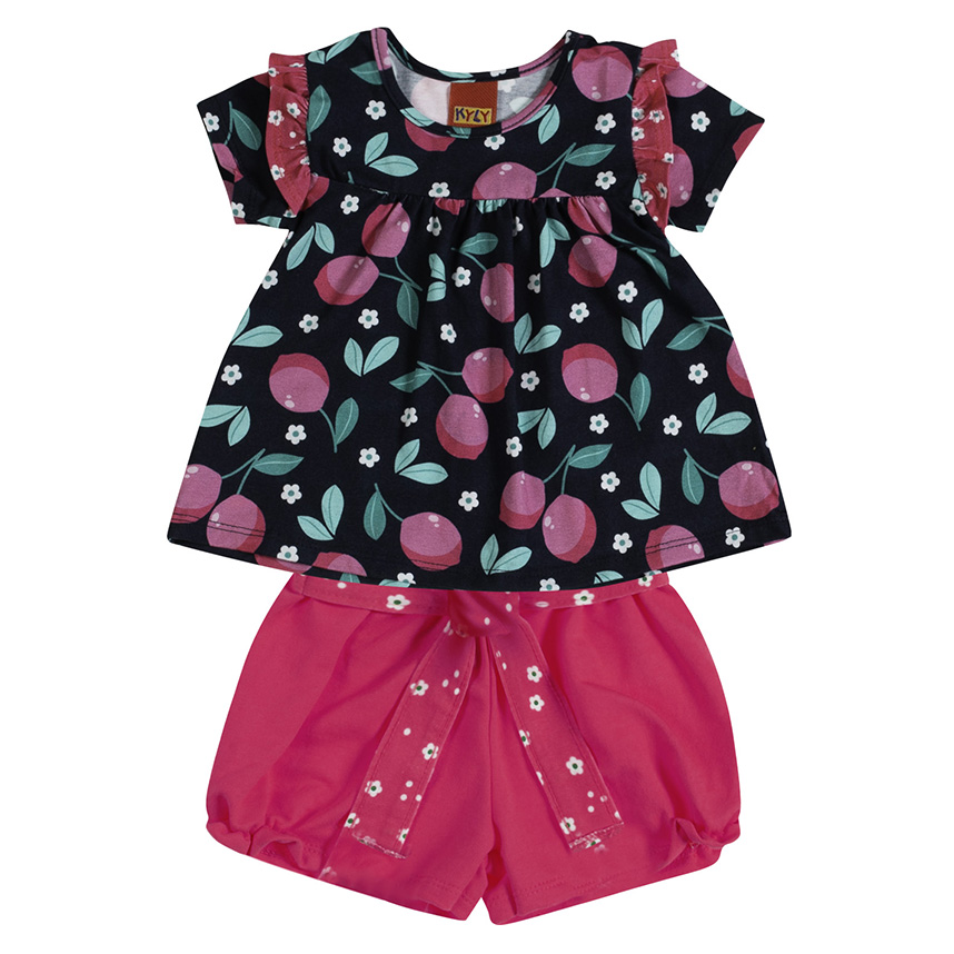 Conjunto Bebê Kyly Blusa Cotton E Short Moletinho