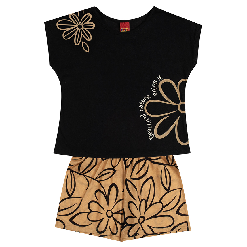 Conjunto Infantil Kyly Blusa E Short Em Meia Malha Conjunto Infantil Kyly Blusa E Short Em Meia Malha