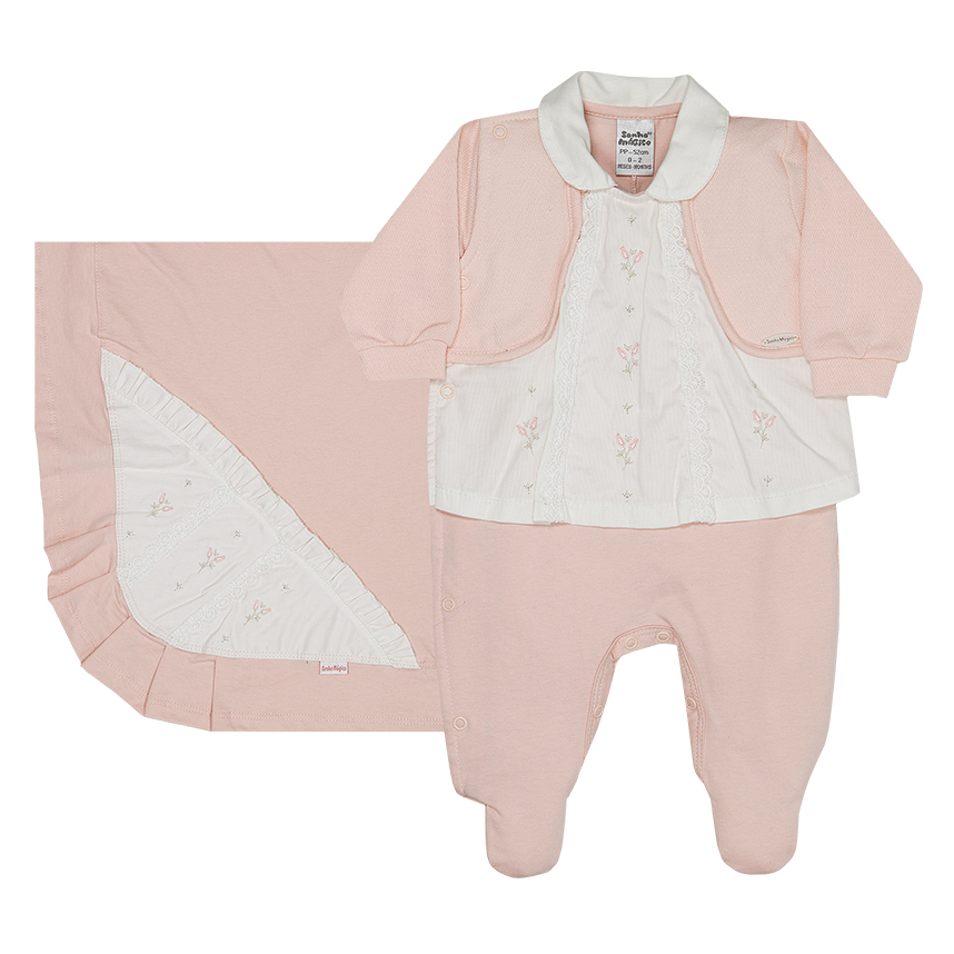 Saída Maternidade Sonho Mágico Detalhe Bordado 2 Peças Saída Maternidade Sonho Mágico Detalhe Bordado 2 Peças