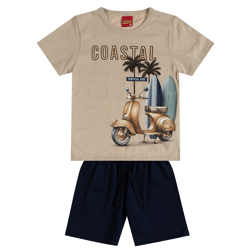 Conjunto Infantil Kyly Camisa Meia Malha E Bermuda Moletom Conjunto Infantil Kyly Camisa Meia Malha E Bermuda Moletom