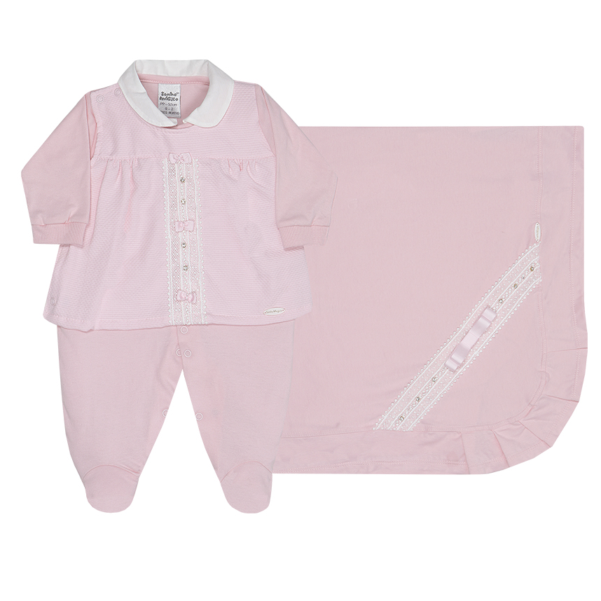 Saída Maternidade Sonho Mágico Detalhe Laço 2 Peças Saída Maternidade Sonho Mágico Detalhe Laço 2 Peças