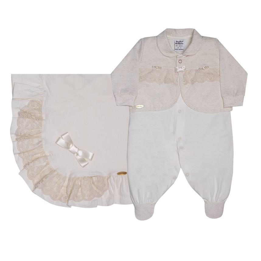 Saída Maternidade Sonho Mágico Bordado com Laço 2 Peças Saída Maternidade Sonho Mágico Bordado com Laço 2 Peças