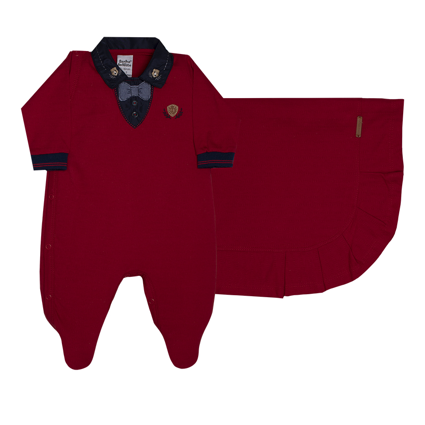 Saída Maternidade Sonho Mágico Bordado com Botões 2 Peças Saída Maternidade Sonho Mágico Bordado com Botões 2 Peças