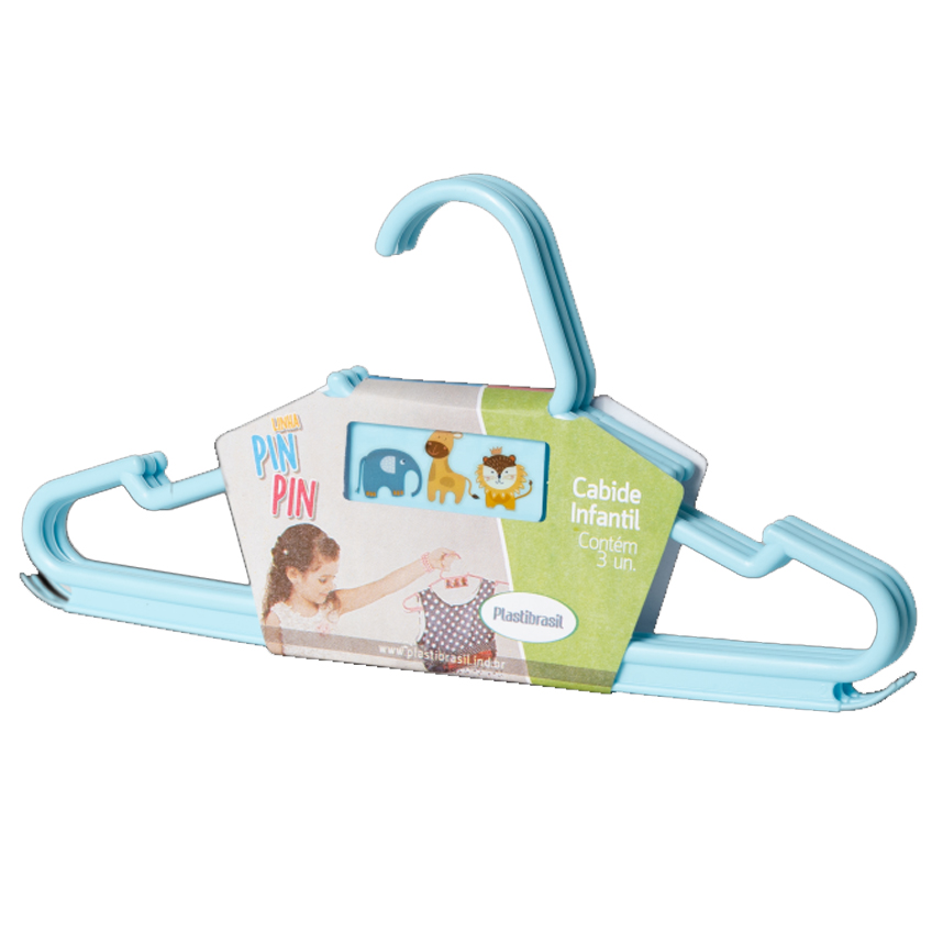 Cabide Infantil Plastibaby Pin Pin Azul 3 Peças Cabide Infantil Plastibaby Pin Pin Azul 3 Peças