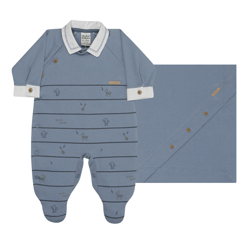 Saída Maternidade Sonho Mágico Detalhe Botão 2 Peças Saída Maternidade Sonho Mágico Detalhe Botão 2 Peças