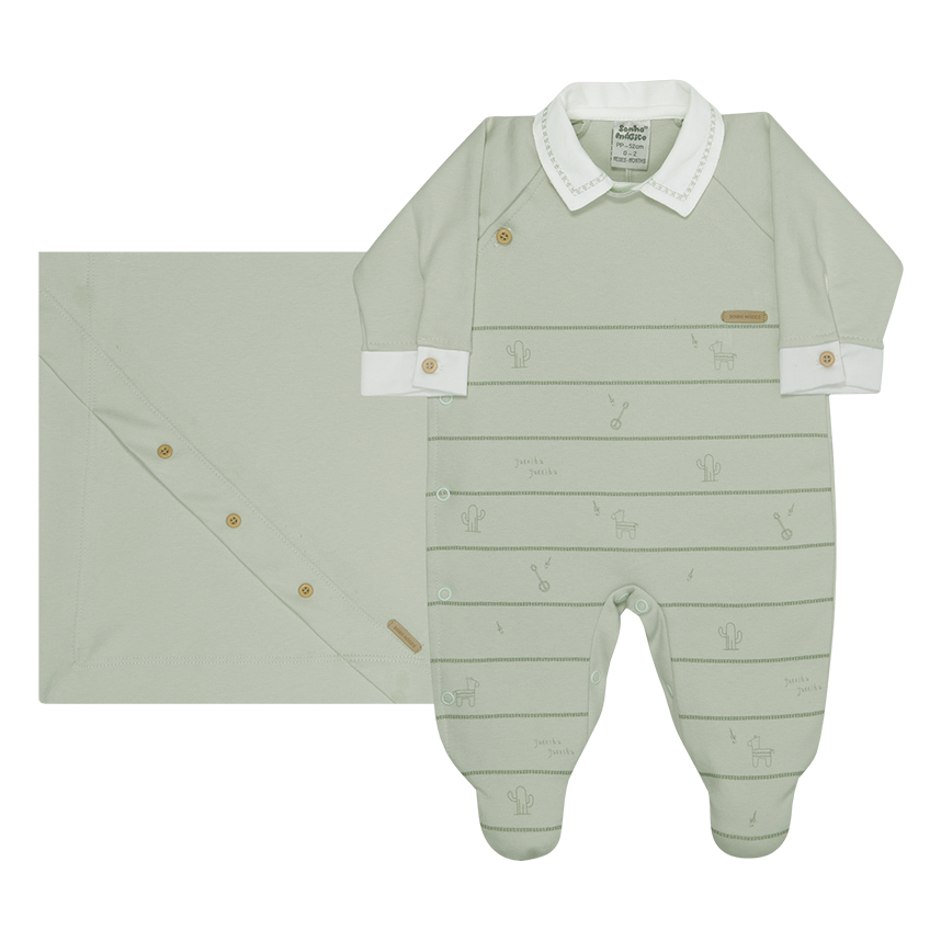 Saída Maternidade Sonho Mágico Detalhe Botão 2 Peças Saída Maternidade Sonho Mágico Detalhe Botão 2 Peças