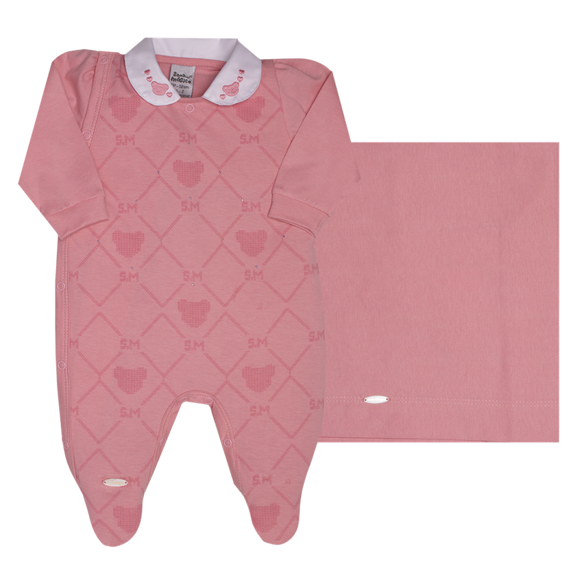 Saída Maternidade Sonho Mágico Bordado Ursinhos 2 Peças Saída Maternidade Sonho Mágico Bordado Ursinhos 2 Peças