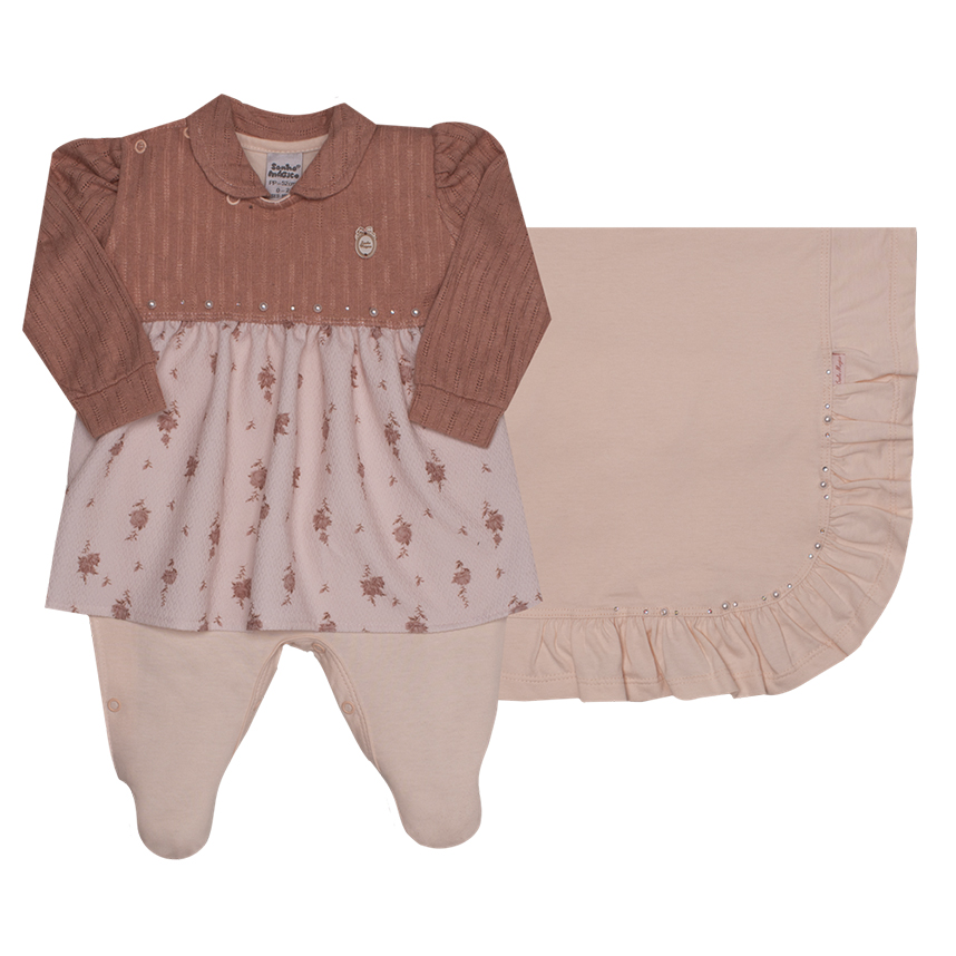 Saída Maternidade Sonho Mágico Estampa e Pérolas 2 Peças Saída Maternidade Sonho Mágico Estampa e Pérolas 2 Peças