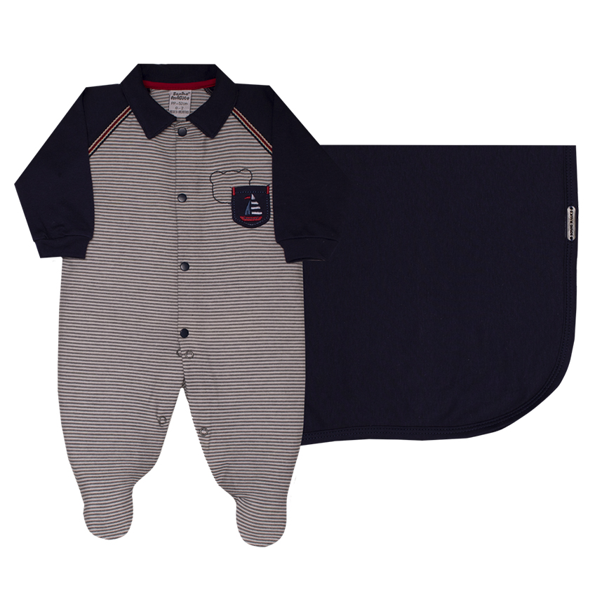 Saída Maternidade Sonho Mágico Bordado E Listras 2 Peças Saída Maternidade Sonho Mágico Bordado E Listras 2 Peças