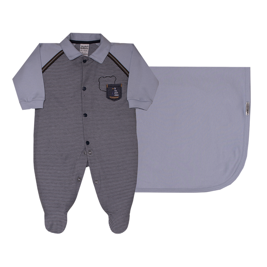 Saída Maternidade Sonho Mágico Bordado E Listras 2 Peças Saída Maternidade Sonho Mágico Bordado E Listras 2 Peças