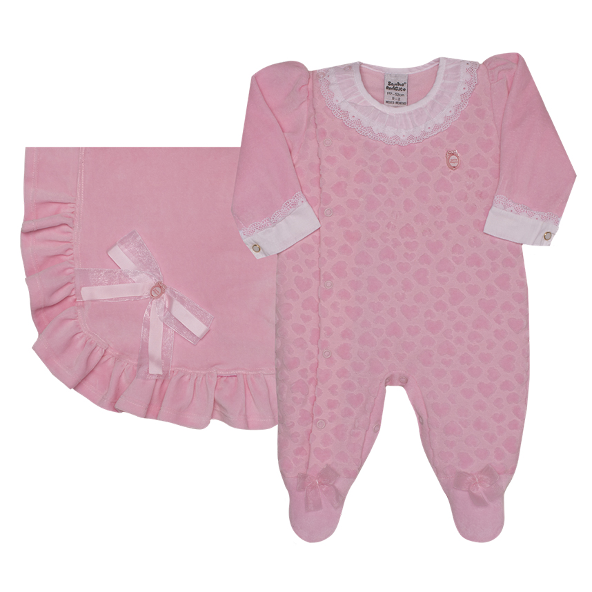 Saída Maternidade Sonho Mágico Estampa Corações 2 Peças Saída Maternidade Sonho Mágico Estampa Corações 2 Peças