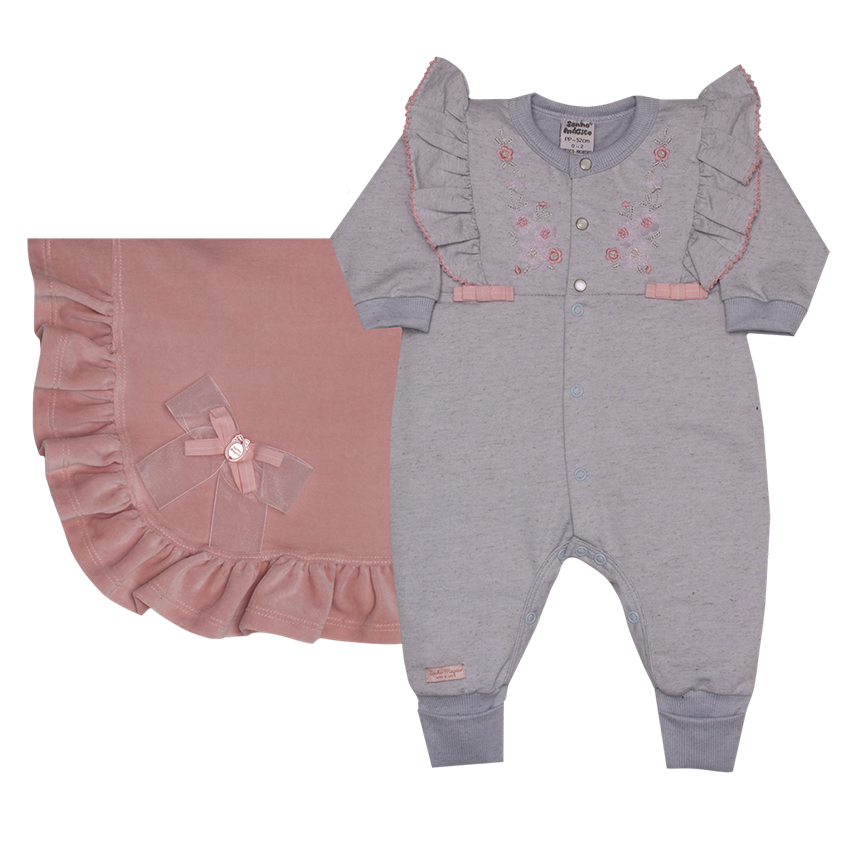 Saída Maternidade Sonho Mágico Bordados Flor  2 Peças Saída Maternidade Sonho Mágico Bordados Flor  2 Peças