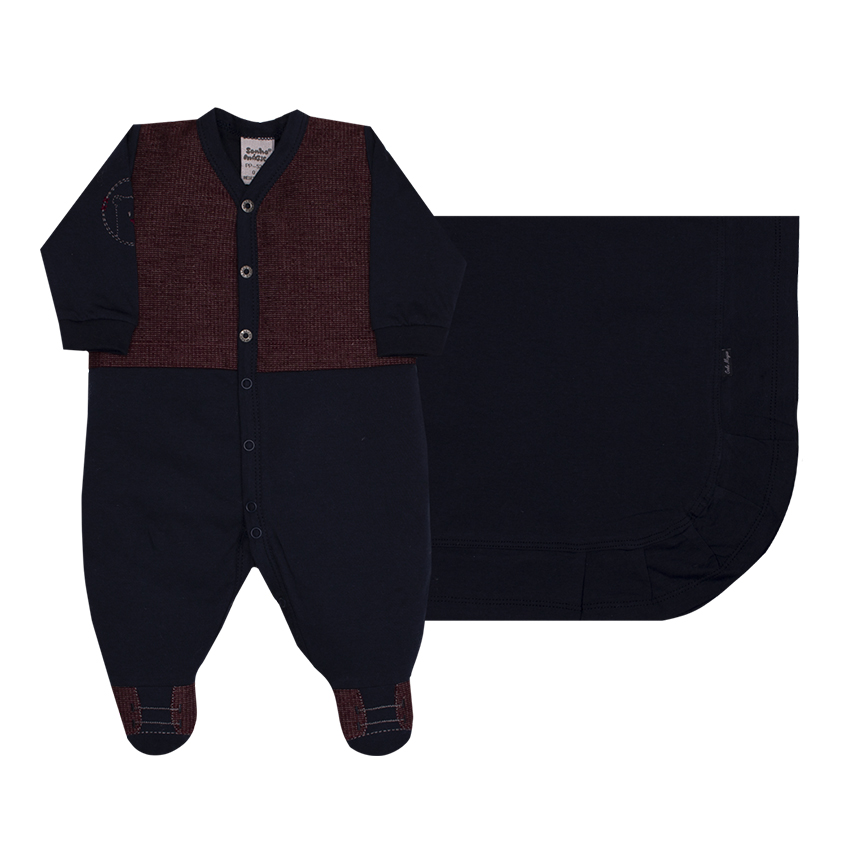 Saída Maternidade Sonho Mágico Bordado Urso 2 Peças Saída Maternidade Sonho Mágico Bordado Urso 2 Peças