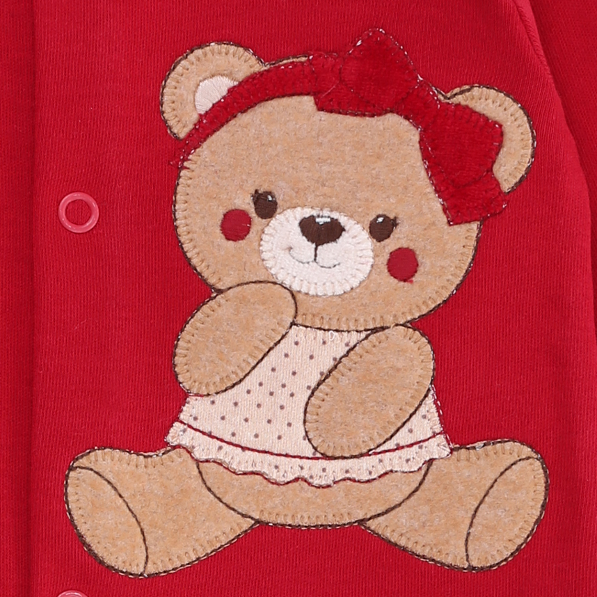 Macacão Bebê Upi Uli Manga Longa Bordado Ursinha