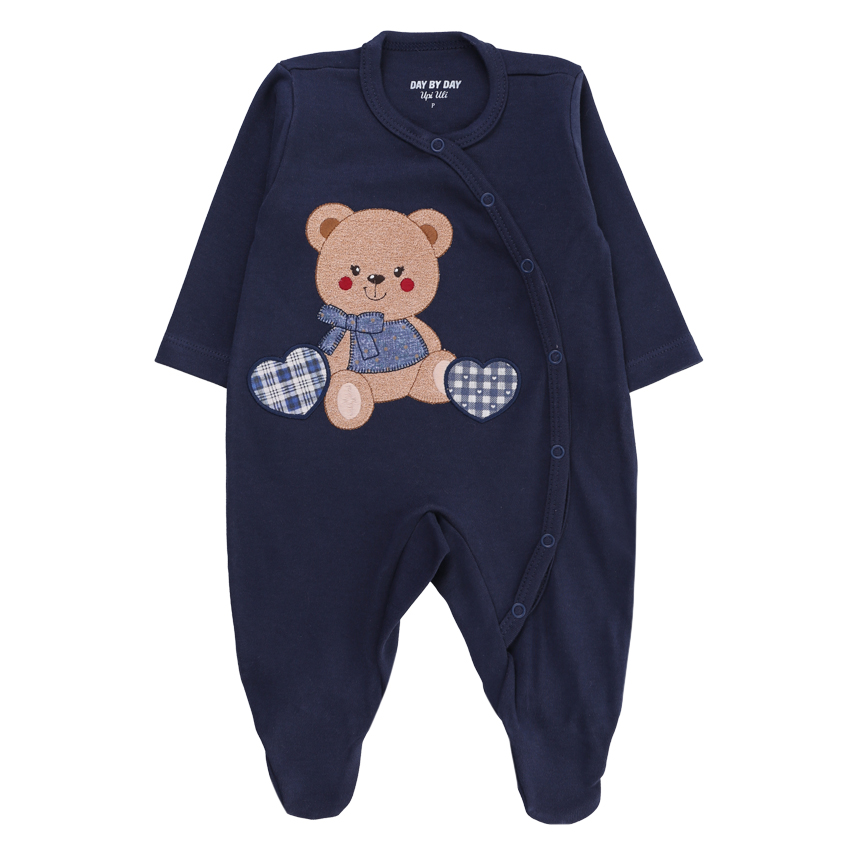 Macacão Bebê Upi Uli Manga Longa Bordado Ursinha