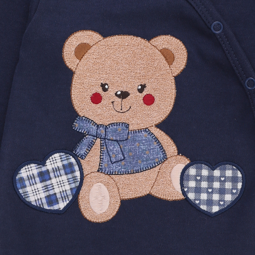 Macacão Bebê Upi Uli Manga Longa Bordado Ursinha