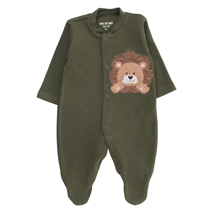 Macacão Bebê Upi Uli Manga Longa Bordado Leãozinho