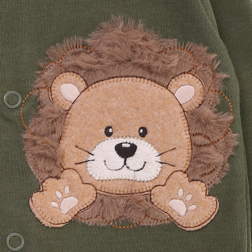 Macacão Bebê Upi Uli Manga Longa Bordado Leãozinho