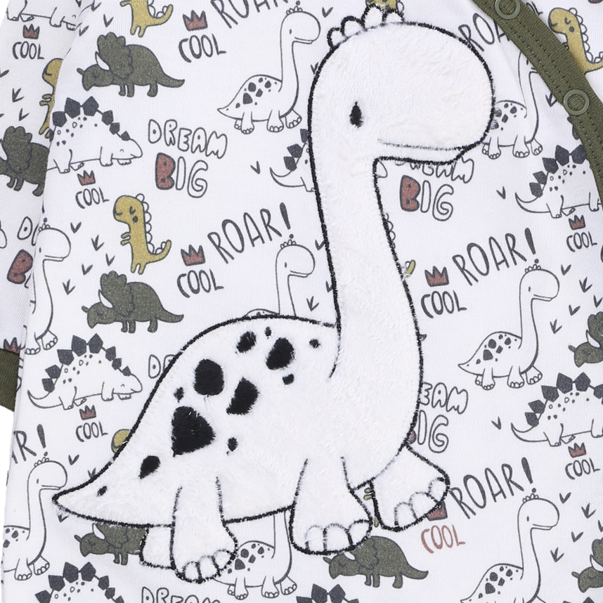 Macacão Bebê Upi Uli Manga Longa Bordado Dinossauro