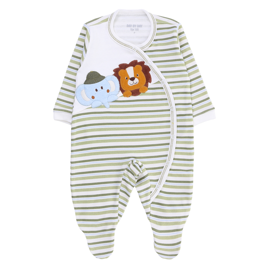 Macacão Bebê Upi Uli Manga Longa Bordado Safari