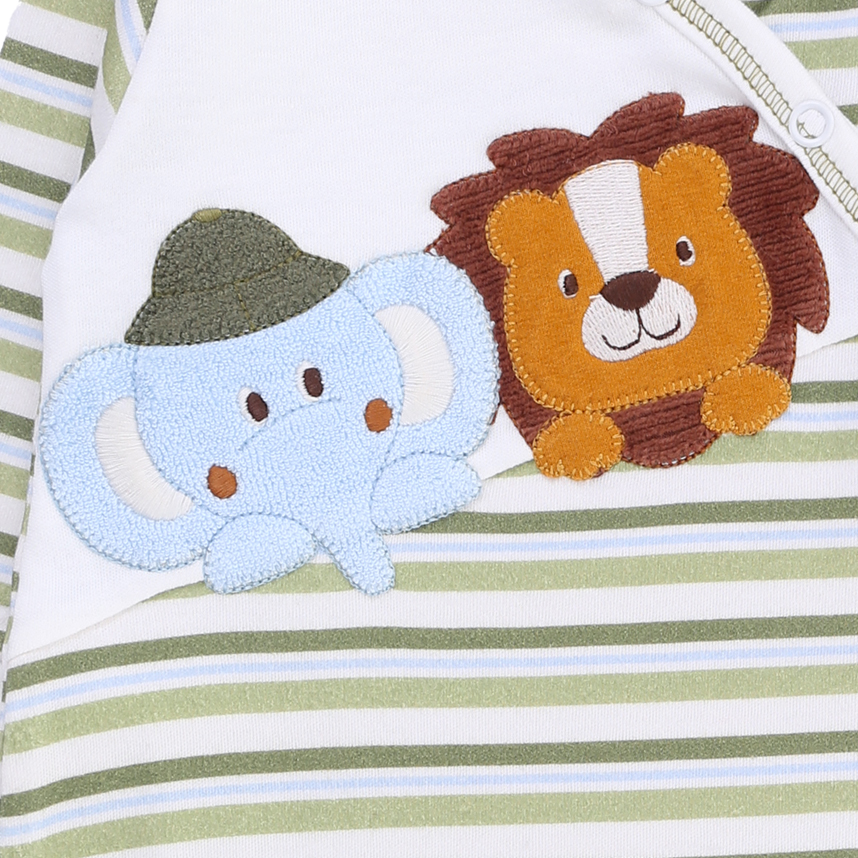 Macacão Bebê Upi Uli Manga Longa Bordado Safari