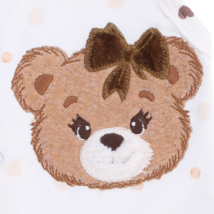 Macacão Bebê Upi Uli Curto Bordado Ursinha