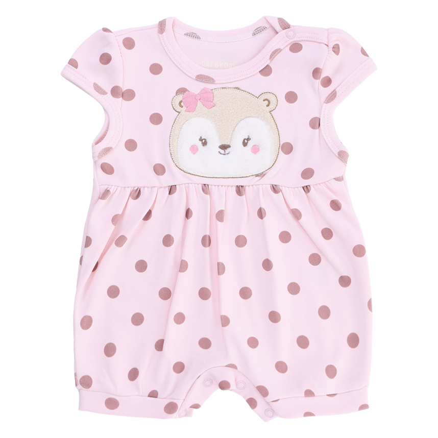 Macacão Bebê Upi Uli Curto Bordado Castor