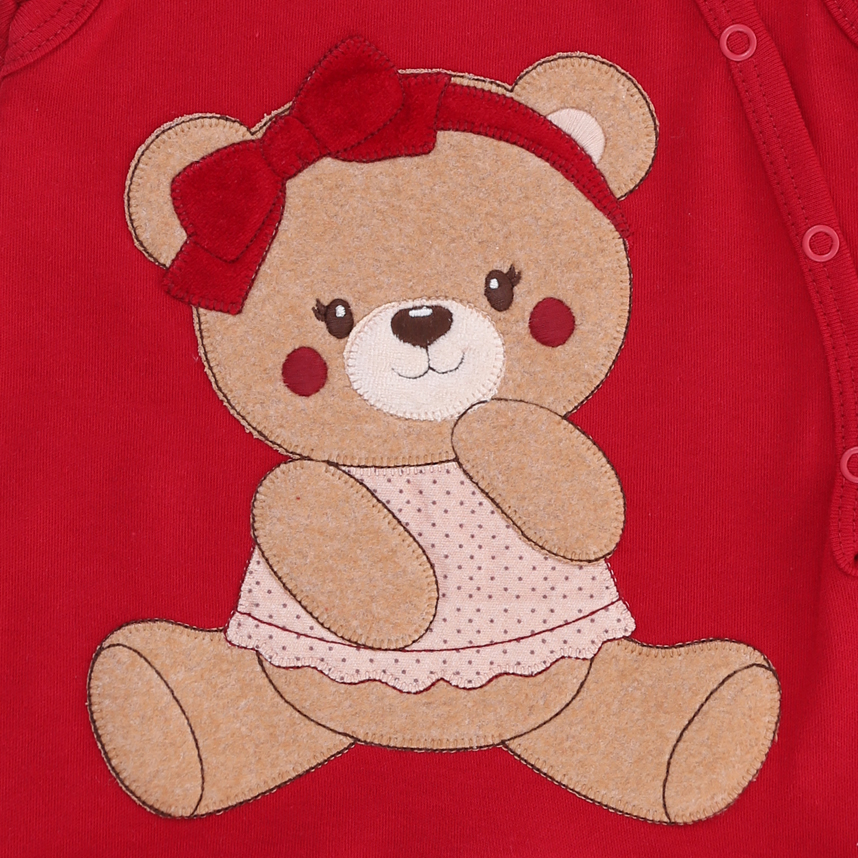 Macacão Bebê Upi Uli Curto Bordado Ursinha