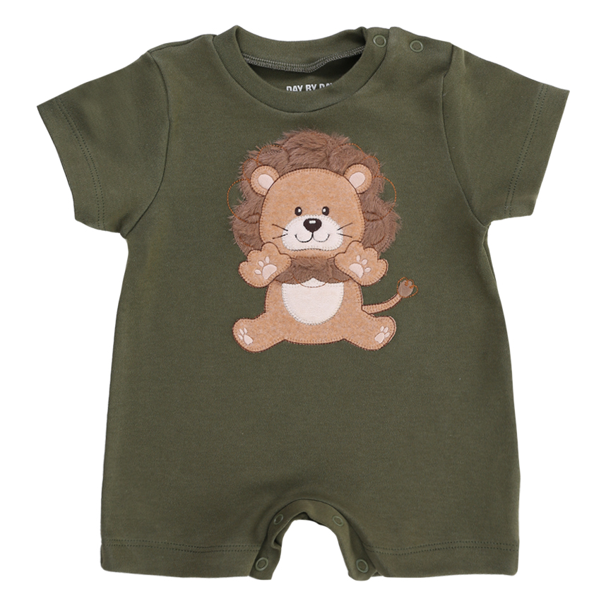 Macacão Bebê Upi Uli Curto Bordado Leãozinho