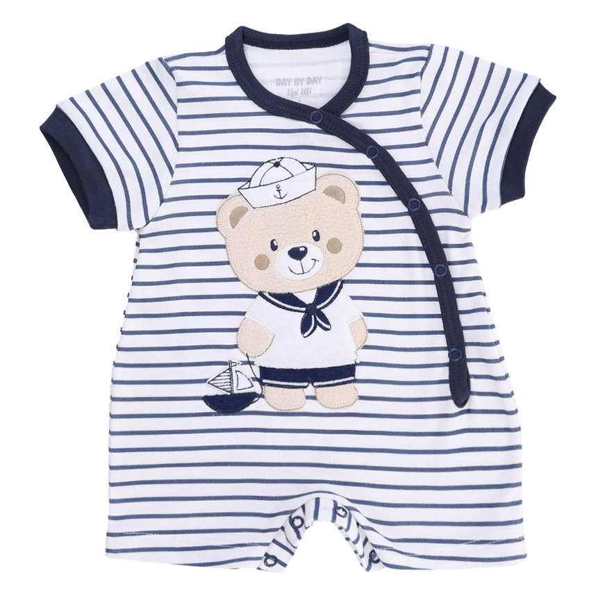 Macacão Bebê Upi Uli Curto Bordado Urso Marinheiro