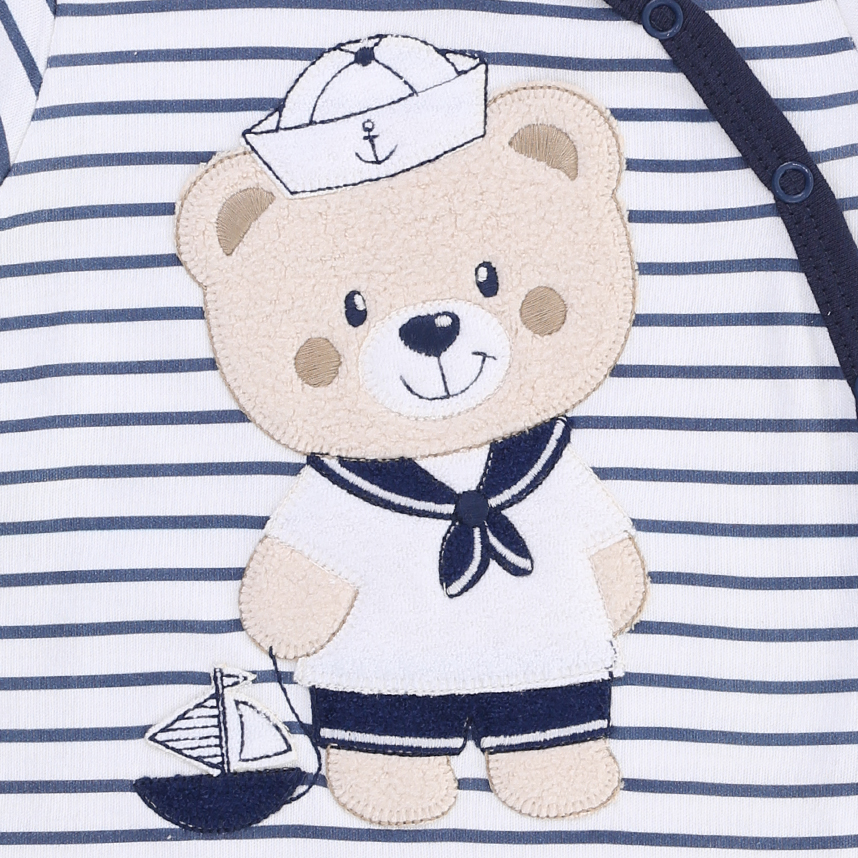 Macacão Bebê Upi Uli Curto Bordado Urso Marinheiro