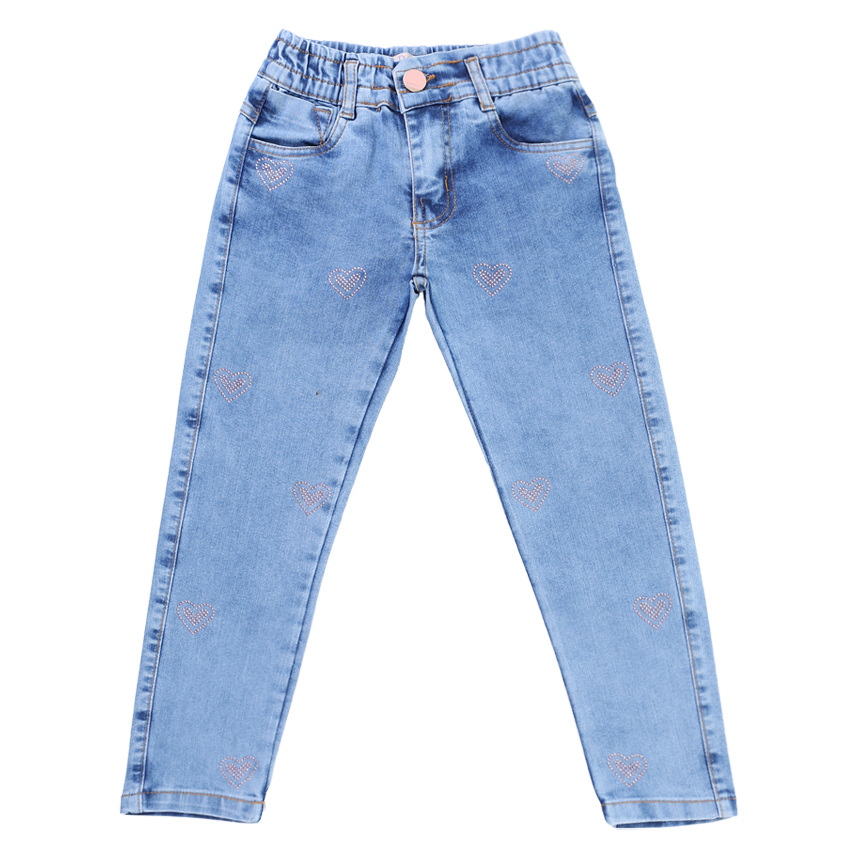 Calça Infantil Revert Jeans com Aplicações de Strass Calça Infantil Revert Jeans com Aplicações de Strass