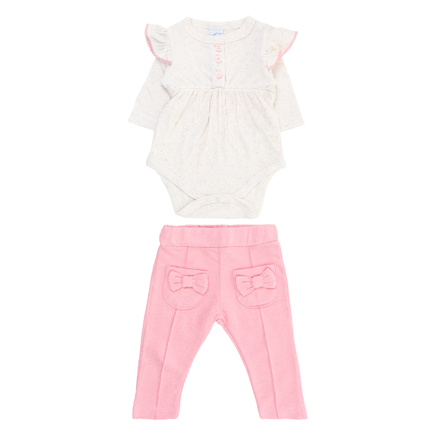 Conjunto Bebê Iaze Body Manga Longa E Calça com Laços Conjunto Bebê Iaze Body Manga Longa E Calça com Laços