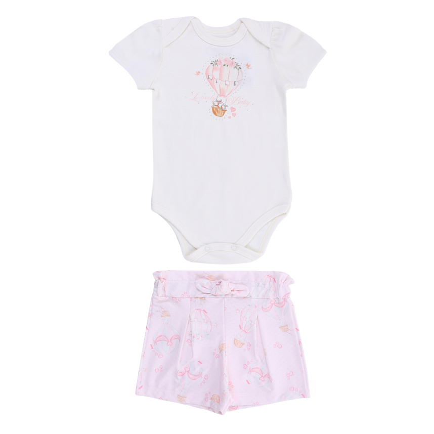 Conjunto Bebê Iaze Body Manga Curta e Short Estampado Balão Conjunto Bebê Iaze Body Manga Curta e Short Estampado Balão