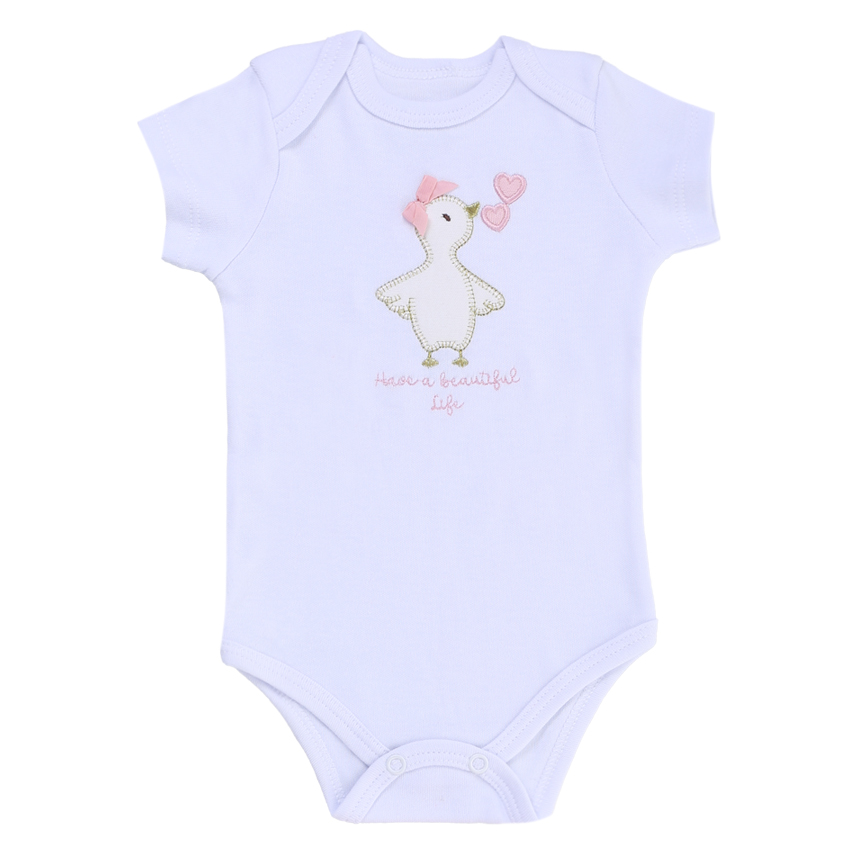 Conjunto Bebê Iaze Body E Short Saia Bordado Pássaro Conjunto Bebê Iaze Body E Short Saia Bordado Pássaro