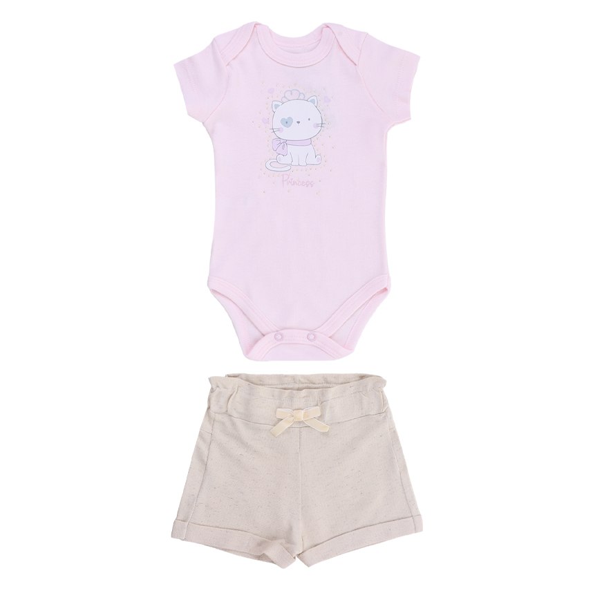 Conjunto Bebê Iaze Body e Short Bordado Gatinha Conjunto Bebê Iaze Body e Short Bordado Gatinha